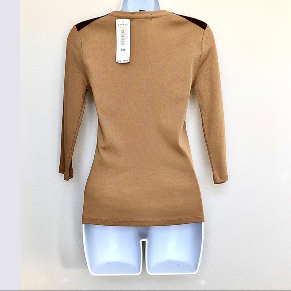 HP💘RALPH LAUREN⚡️Suede Lace Trim Petite Top_SP - Picture 2 of 9